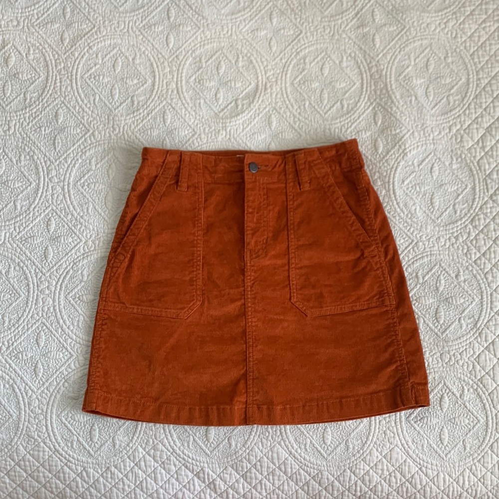 Burnt orange corduroy mini skirt